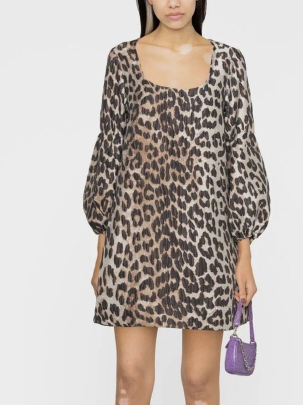 *GANNI* 3D Leopard Jacquard Mini Dress 
                      Size 32 (0) NWOT